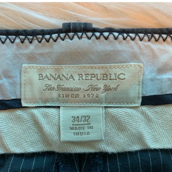 BANANA REPUBLIC Mens Black Pinstripe Dress Pants - Picture 3 of 3